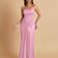 Sexy Soft Satin Mermaid Strapless Floor-Length Mermaid Bridesmaid Dresses