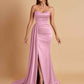 Elegant Soft Satin Sweetheart Strapless Side-Slit Mermaid Bridesmaid Dresses