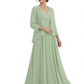 Plus Size A-line Chiffon 3/4 Sleeves Mother of the Brides Dresses Long Jacket Dress