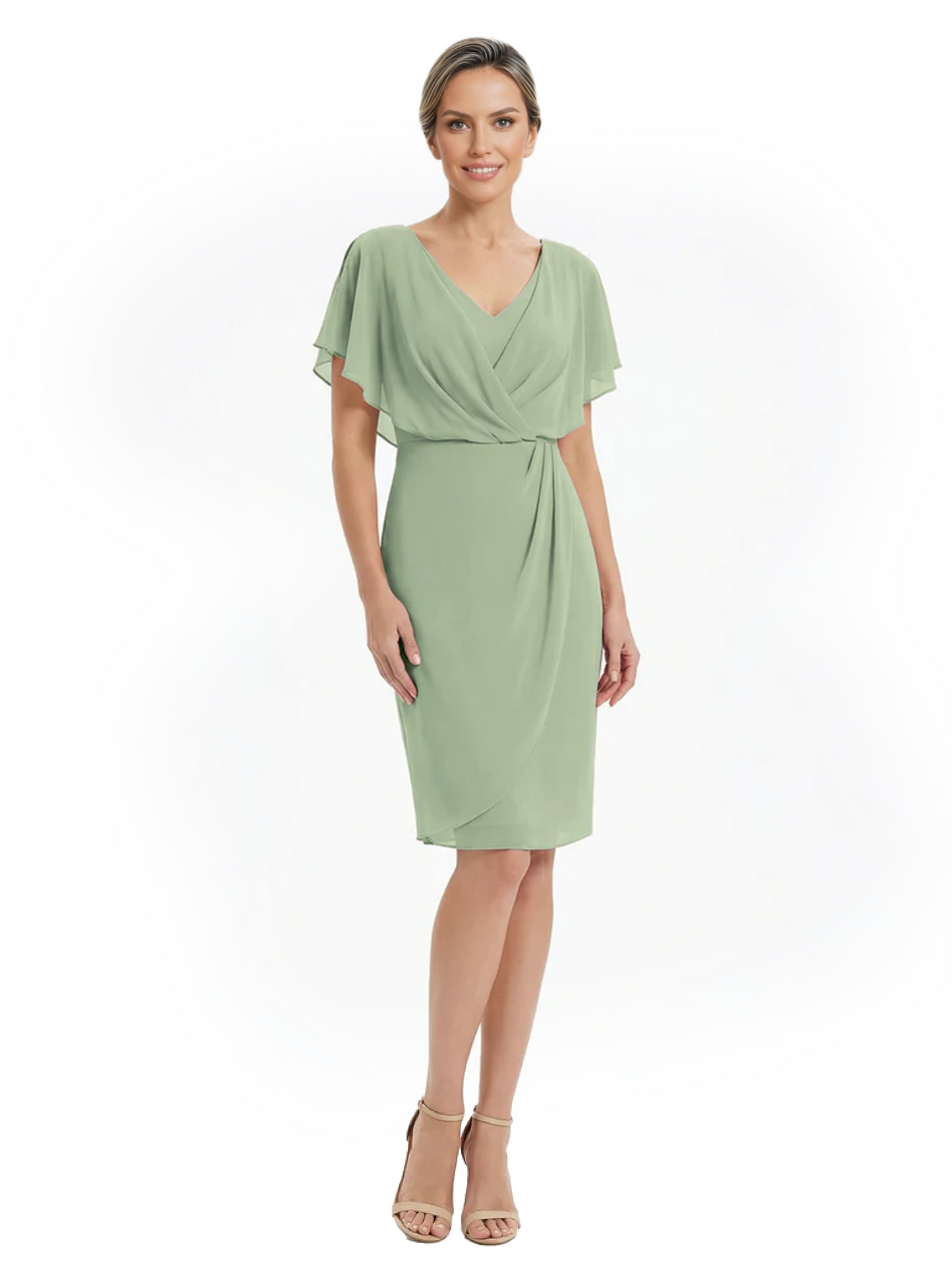 Chic Knee-Length Mother of Bride Formal Dress Slimming Chiffon Styles for Wedding Guest