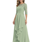 3/4 Sleeve Mother of the Bride Dress with Lace Embroidery High-Low Hem 2026