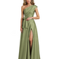 Wedding Mother of the Bride Dress One Shoulder and High Slit Formal Dresses