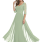 Luxury Burgundy Formal Dress Embroidered Lace Bodice Flowy Chiffon Gown 2026