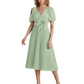Wedding Formal Dress V-Neck Pleated Chiffon Gown with 3D Flower Accent Knee Length