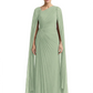 Elegant Asymmetric Neck Long A-Line Chiffon Mother of the Brides Dresses Mom Outfit with Cape