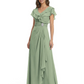 Elegant Mother of the Groom Dress Cascading Ruffle Chiffon Formal Gown Rhinestone