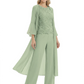 Elegant Pink 3-Piece Pant Set Trending 2026 Styles with Lace Wide-Leg Pants