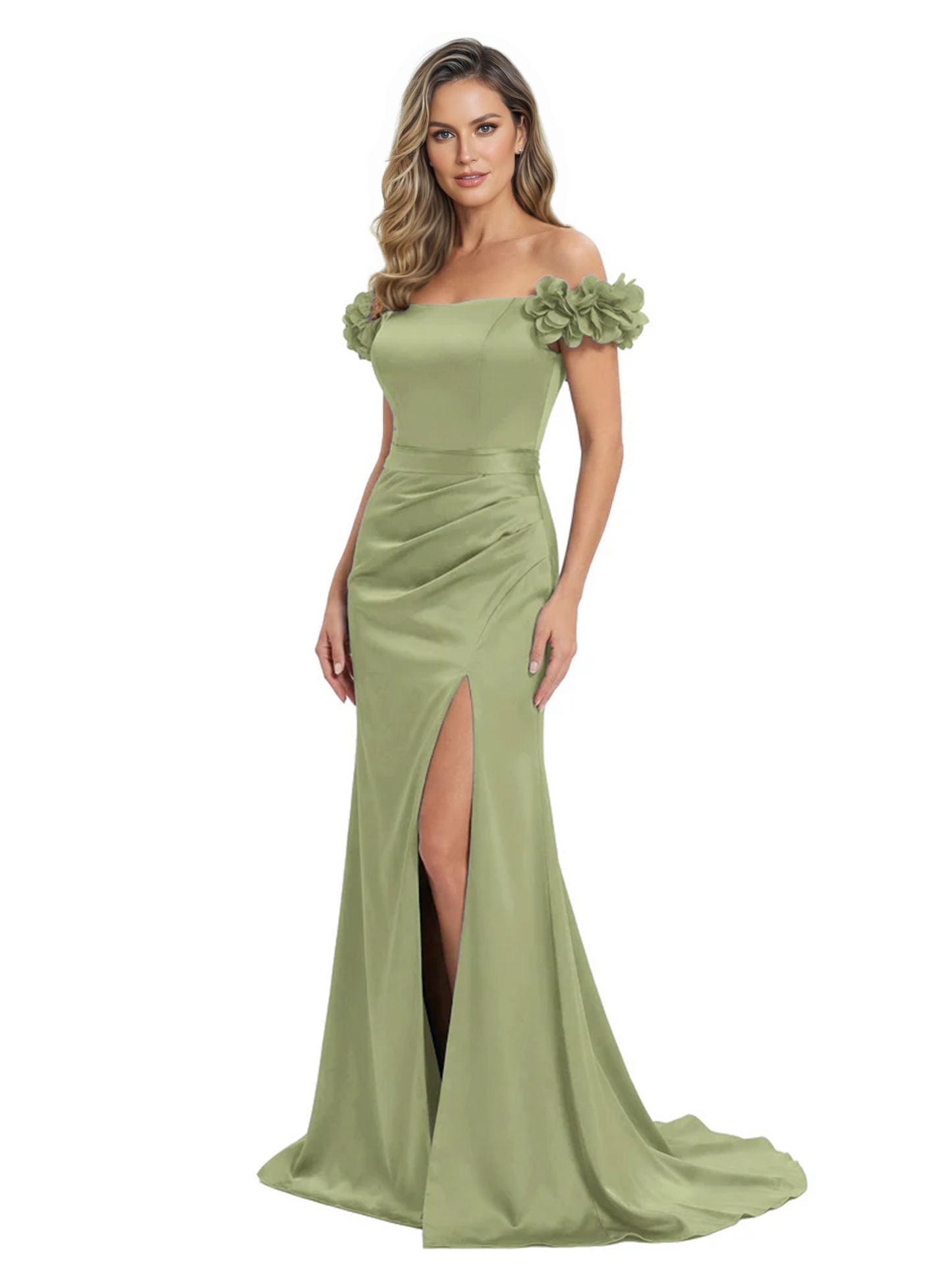 Elegant Mother of the Groom Dresses Mermaid Satin Formal Gown High Slit