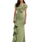 Elegant Mother of Bride Dress Formal Gowns Mermaid Ruffle Floor Length Asymmetric Neckline