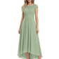 Elegant Evening Gown Trending 2026 Styles with Cap Sleeves High-Low Skirt