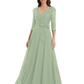 Chiffon Mother of the Bride Dress with Sequin V-Neck and Elegant Bow Sash