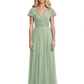 Mother of the Bride Dress Cap Sleeves and V-Neckline with Embroidered Lace Shoulders