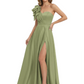 Elegant Mother of the Groom Dress A-Line Satin Formal Gown with High Slit Ruched Bodice