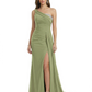 One Shoulder Mother of Bride Dress Ruffle Formal Gowns Mermaid Floor Length Train Slit