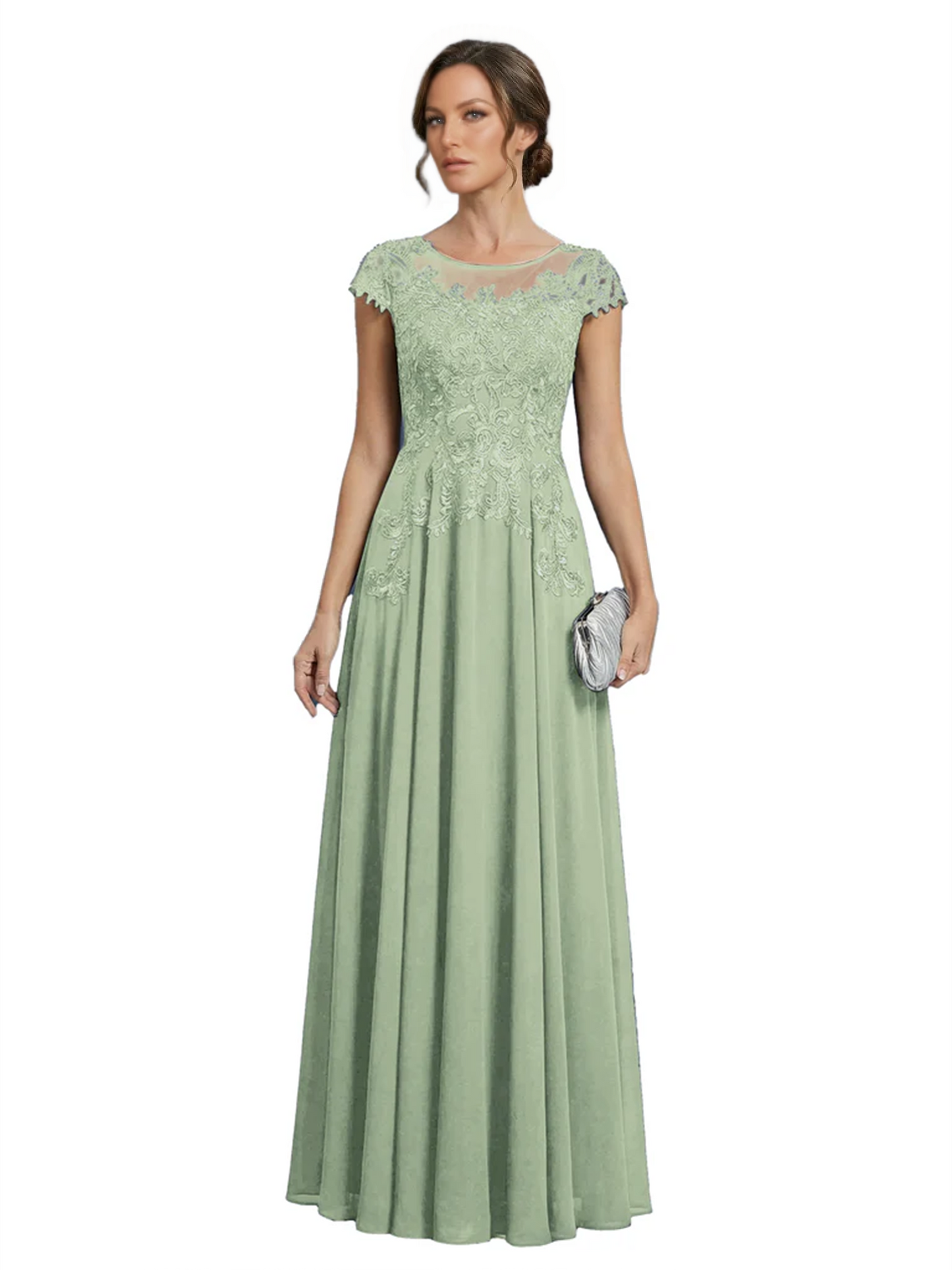 Chic Long A-Line Chiffon Mother of the Brides Dresses Sequin Mom Outfits For Wedding