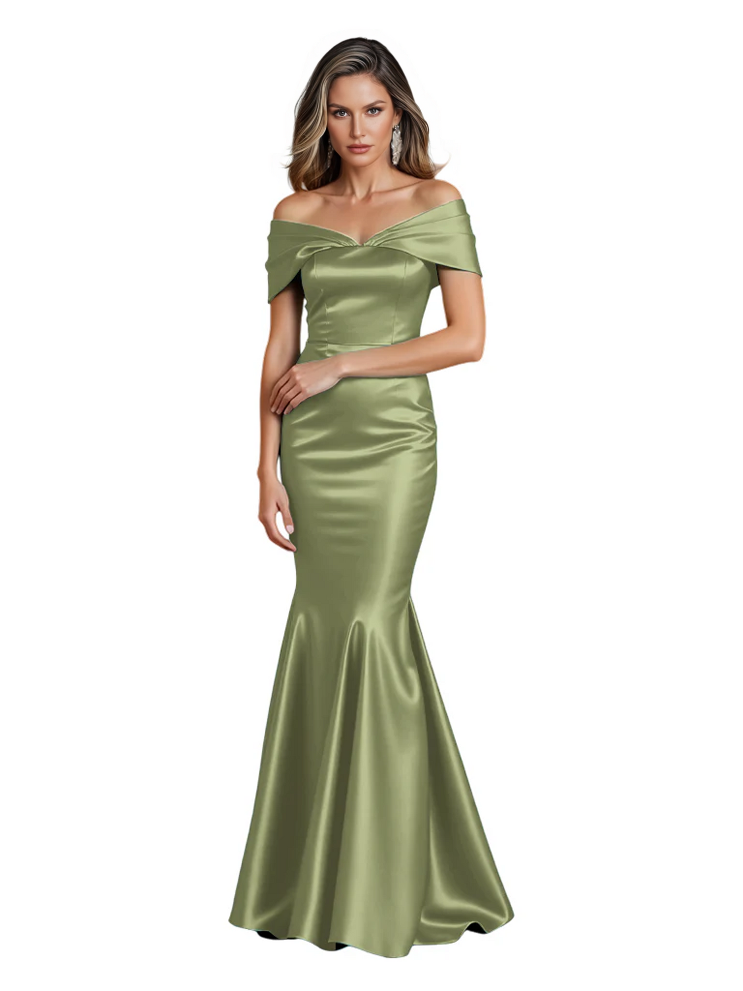 Luxury Emerald Formal Dress Off-the-Shoulder Satin Gown Trumpet Silhouette