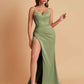 Simple Soft Satin Mermaid V-neck Floor-Length Mermaid Bridesmaid Dresses