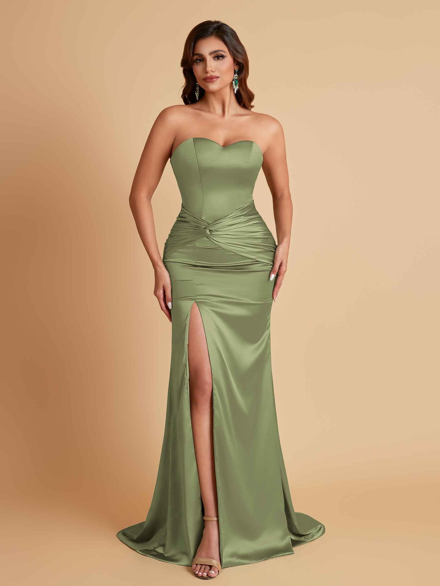 Sexy Soft Satin Mermaid Sweetheart Floor-Length Mermaid Bridesmaid Dresses