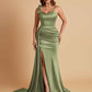 Elegant Soft Satin Mermaid Bowknot Floor-Length Mermaid Bridesmaid Dresses
