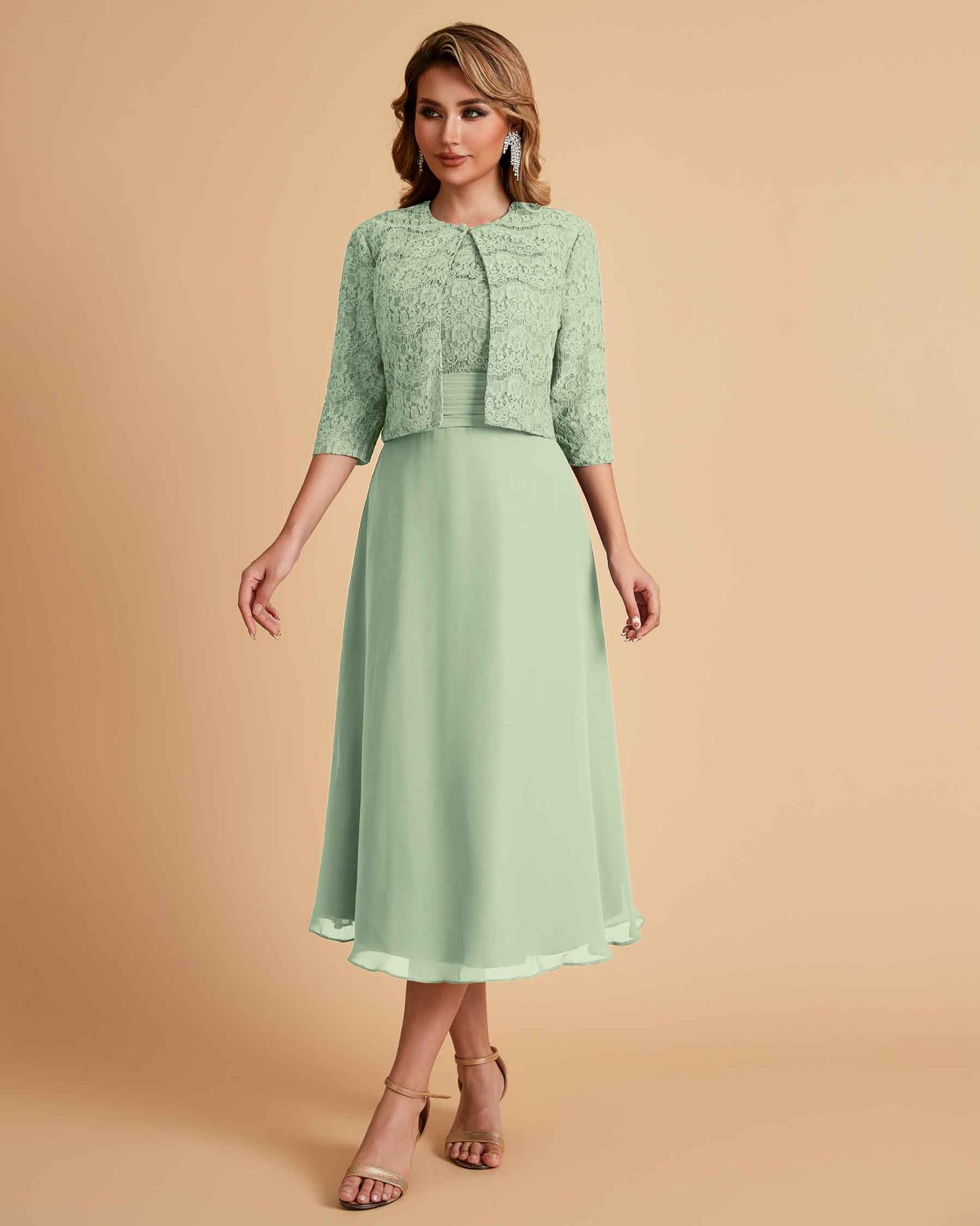 Elegant A-line Bateau Sleeveless Tea Length Mother of the Brides Dresses Online
