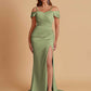 Sexy Soft Satin Mermaid Cold Shoulder Side Slit Floor-Length Bridesmaid Dresses Online