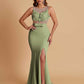 Sexy Soft Satin Mermaid Illusion Side Slit Floor-Length Bridesmaid Dresses Online