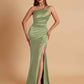 Sexy Soft Satin Mermaid One Shoulder Floor-Length Mermaid Bridesmaid Dresses