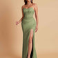 Sexy Strapless Soft Satin Side Slit Floor-Length Mermaid Bridesmaid Dresses