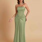 Sexy Soft Satin Mermaid Strapless Floor-Length Mermaid Bridesmaid Dresses
