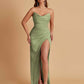 Sexy Soft Satin Mermaid V-neck Side Slit Floor-Length Bridesmaid Dresses Online
