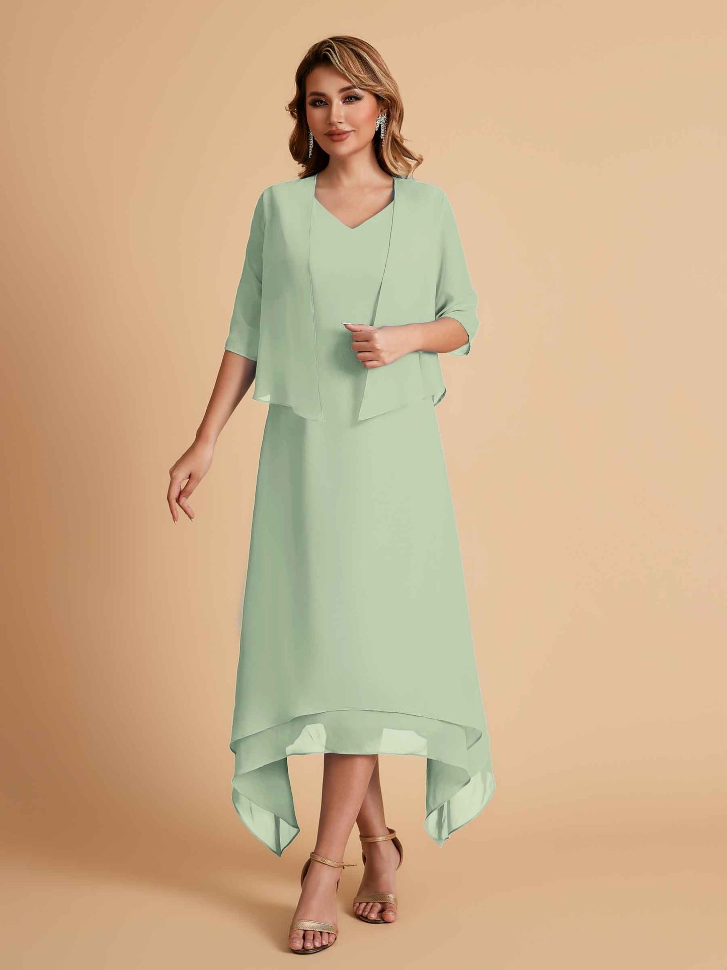 Elegant A-line Chiffon Short Sleeves Mother of the Brides Dresses Online