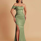 Sexy Soft Satin Mermaid One Shoulder Floor-Length Mermaid Bridesmaid Dresses