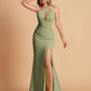 Sexy Mermaid One Shoulder Key Hole Bridesmaid Dresses Floor Length Bridal Party Dresses