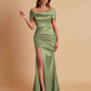 Elegant Soft Satin Off-the-shoulder Side-Slit Mermaid Bridesmaid Dresses