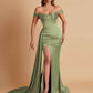Sexy Soft Satin Sweetheart Off-the-shoulder Strapless Side-Slit Mermaid Bridesmaid Dresses