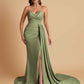 Sexy Soft Satin Mermaid V-neck Floor-Length Mermaid Bridesmaid Dresses