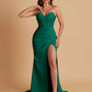 Elegant Soft Satin Mermaid V-neck Side Slit Floor-Length Bridesmaid Dresses Online