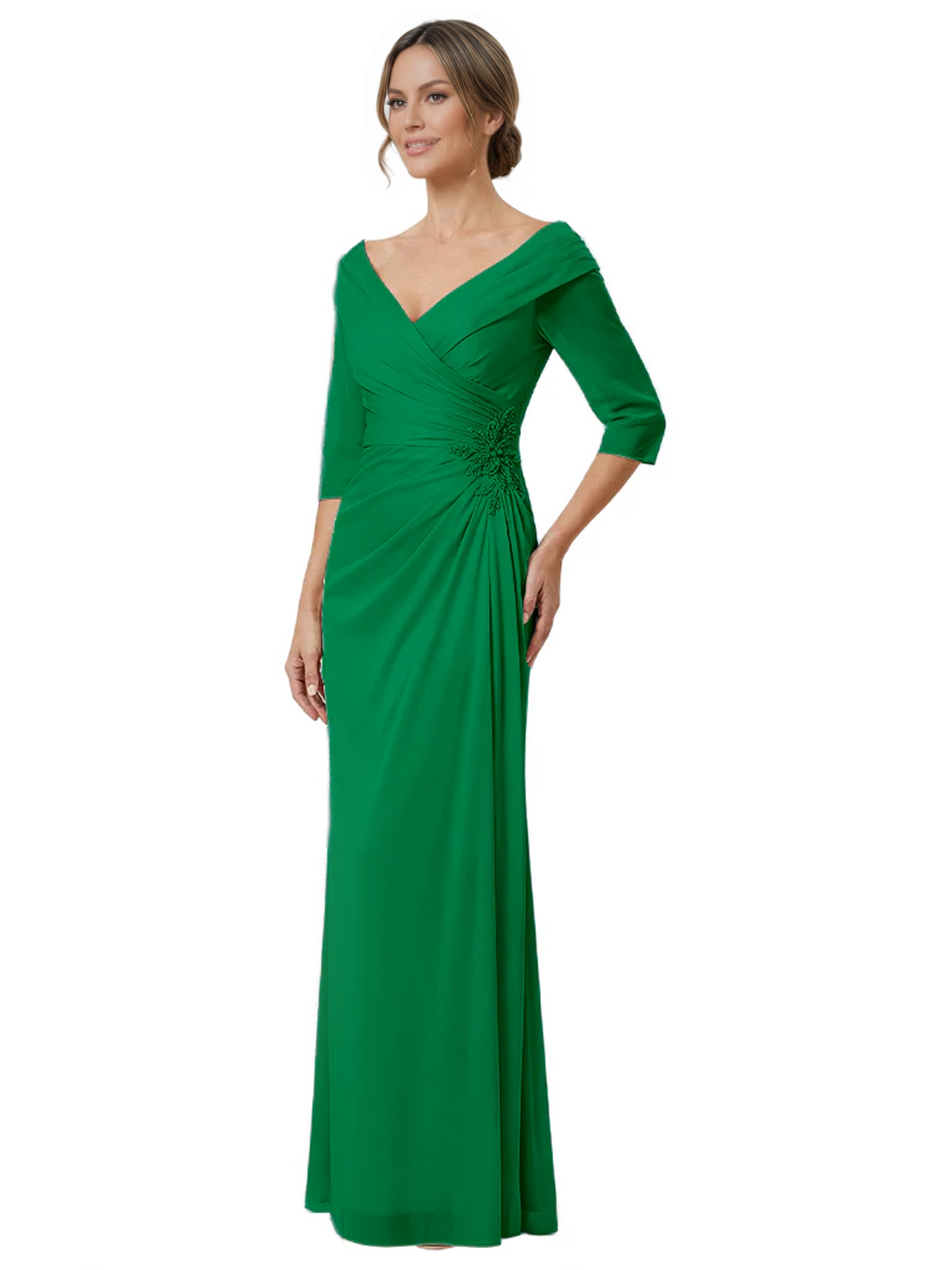 Elegant 3/4 Sleeve Mother of the Brides Dresses Mom Outfits Wedding Satin