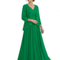 Plus Size A-line Chiffon 3/4 Sleeves Mother of the Brides Dresses Long Jacket Dress