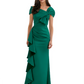 Elegant Mother of Bride Dress Formal Gowns Mermaid Ruffle Floor Length Asymmetric Neckline