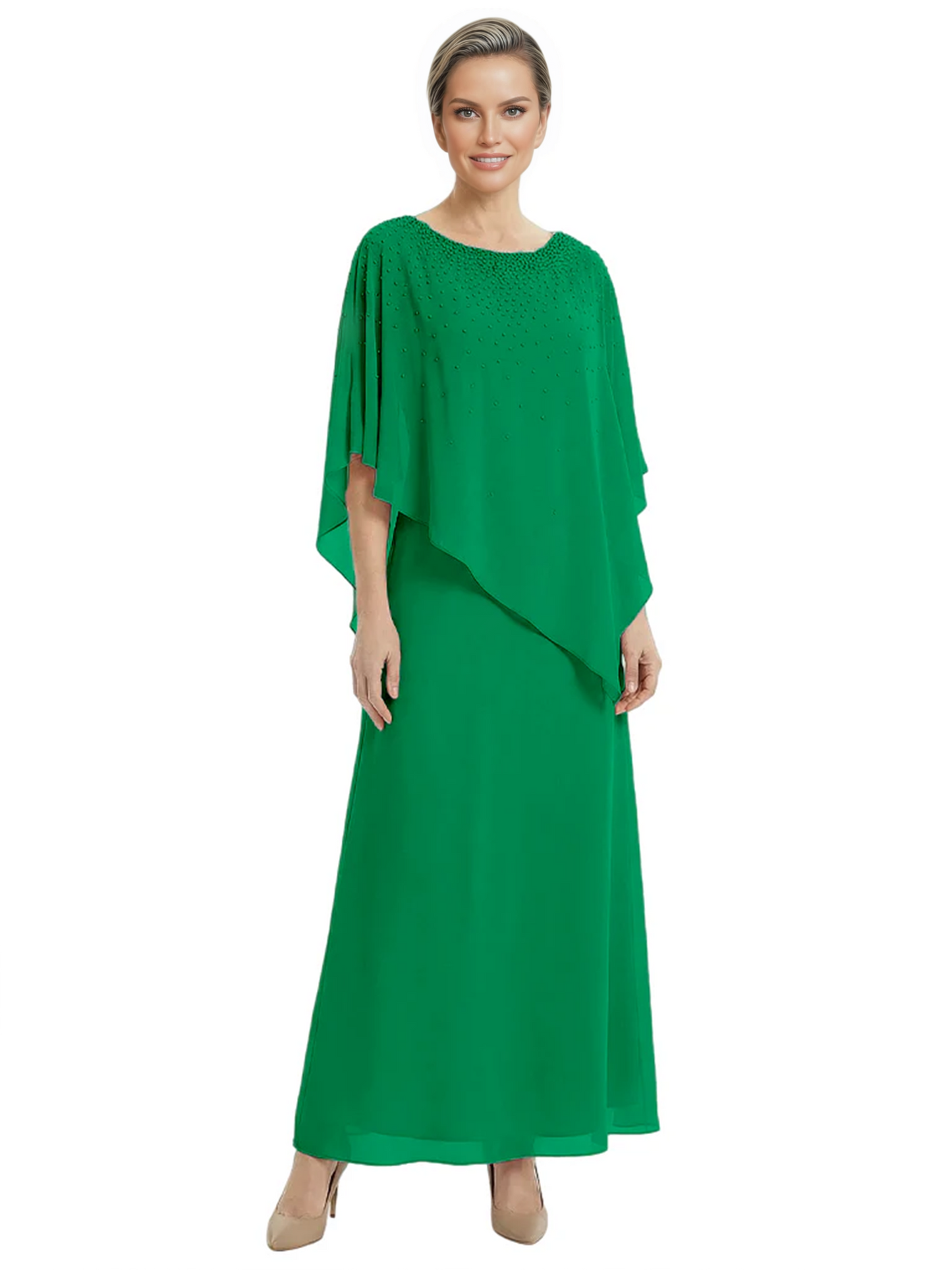 Elegant Mother of Bride Dresses Evening Gowns Trending 2026 Styles with Asymmetric Cape