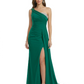 One Shoulder Mother of Bride Dress Ruffle Formal Gowns Mermaid Floor Length Train Slit