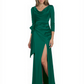 Elegant Evening Gowns Slit Trending Styles Satin Slit Formal Dress Cowl Neckline Gown Tie