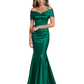 Luxury Emerald Formal Dress Off-the-Shoulder Satin Gown Trumpet Silhouette
