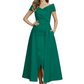 Formal Floor-Length Mother of the Bride Gown Satin Maxi Dress with Slit Off Shoulder