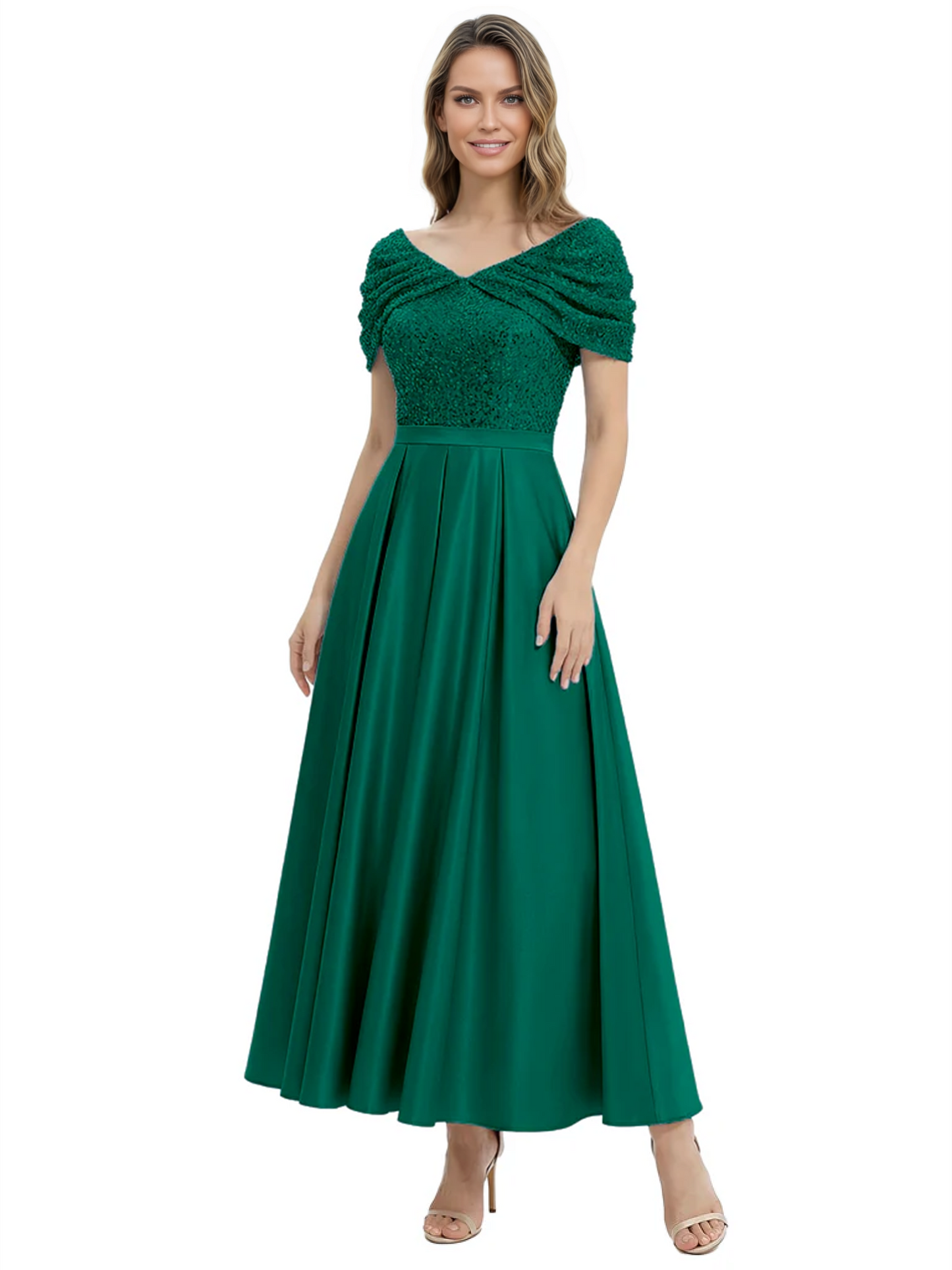 Luxury Formal Dress Sparkling Sequin Top Mother of Bride Dress Silk Satin A-Line Gowns