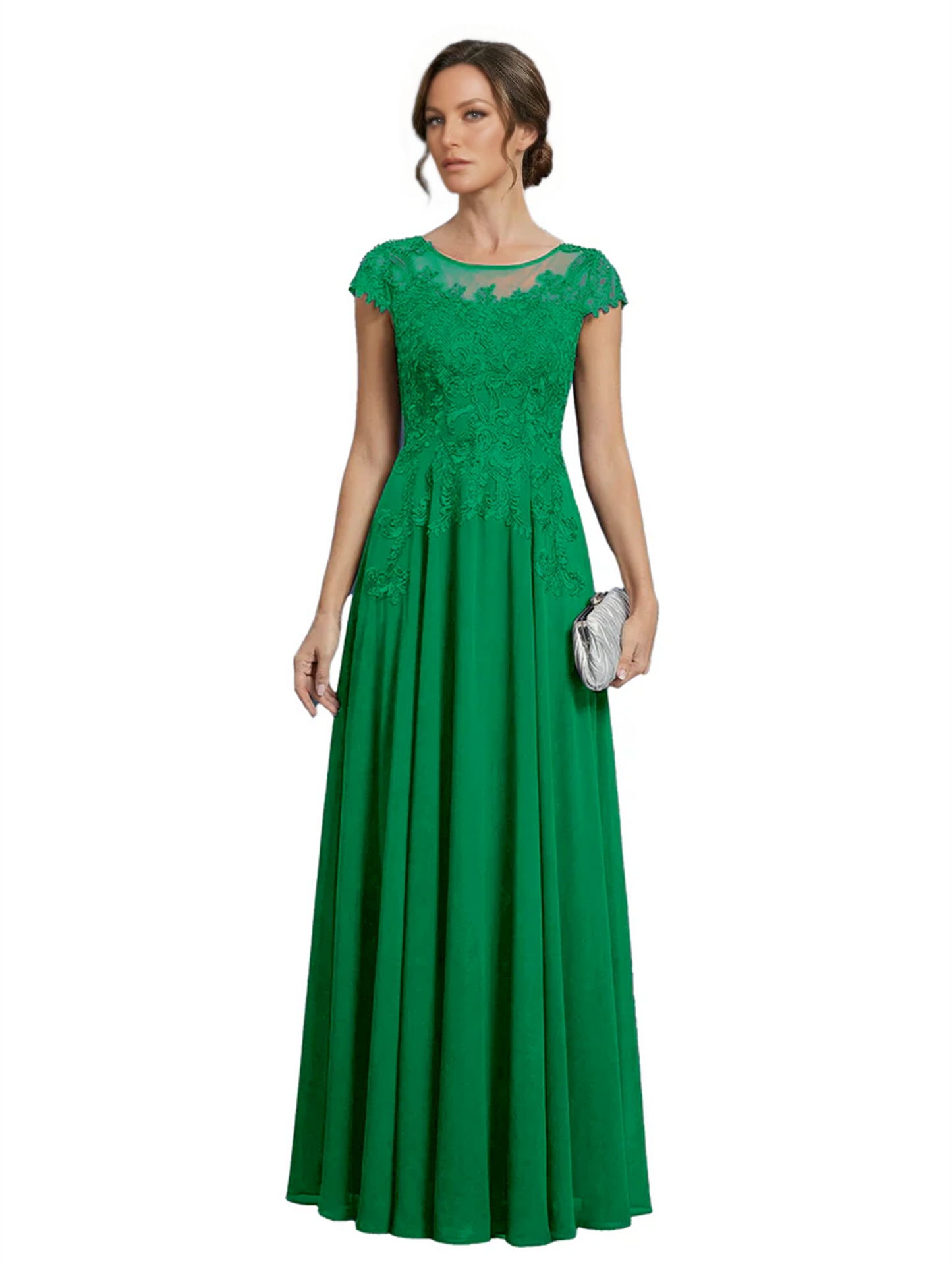 Chic Long A-Line Chiffon Mother of the Brides Dresses Sequin Mom Outfits For Wedding