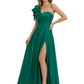 Elegant Mother of the Groom Dress A-Line Satin Formal Gown with High Slit Ruched Bodice
