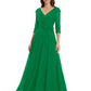 Chiffon Mother of the Bride Dress with Sequin V-Neck and Elegant Bow Sash