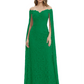 Elegant Mother of the Groom Gown Floral Lace Embroidered Formal Dress with Cape